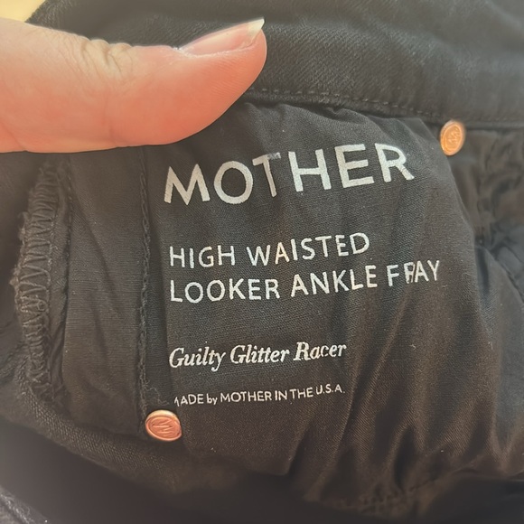 Mother black The Looker high waisted ankle fray jeans in Guilty Glitter Racer - Picture 16 of 16